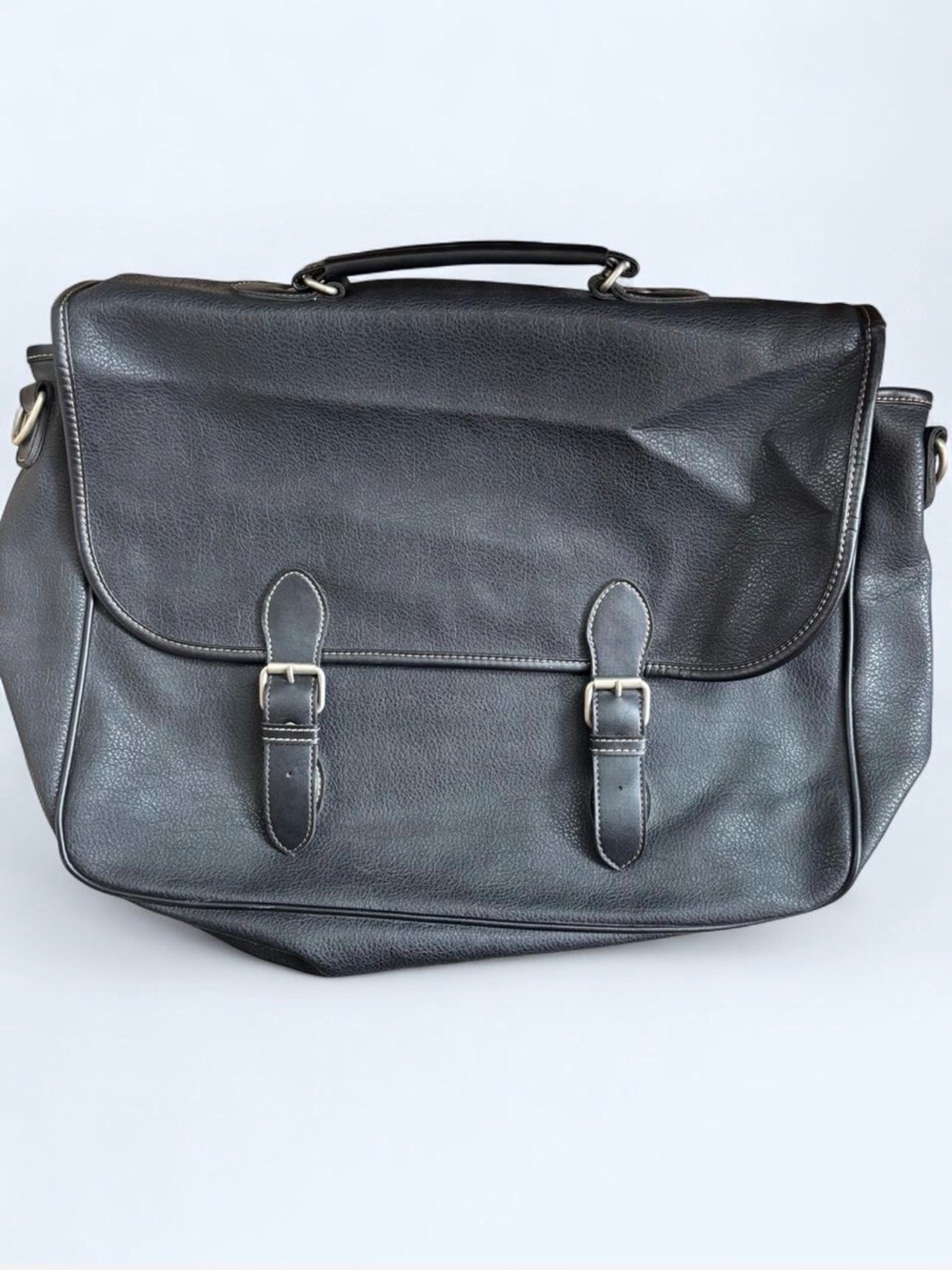 Vintage GAP Black Leather Laptop Messenger Bag / Satchel Briefcase